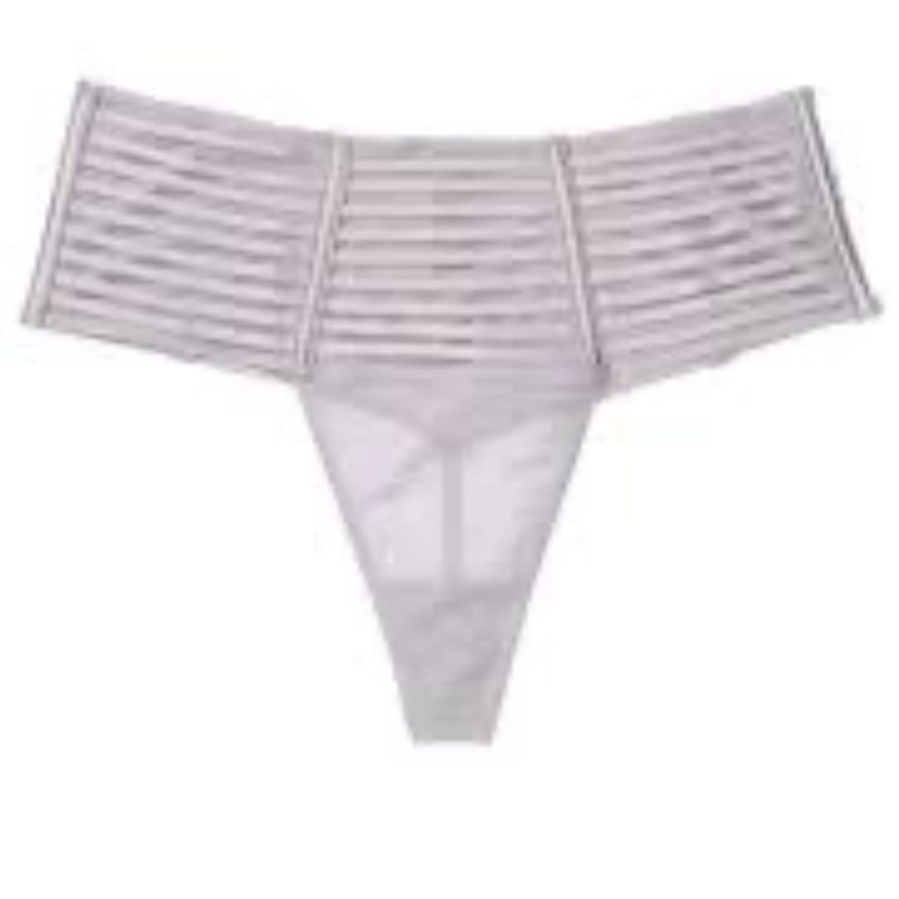 Victoria’s Secret High Waisted Thong V String in Mesh Gray XL NWT